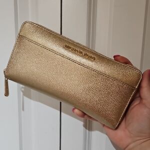 Michael Kors Gold Zip-Around Wallet